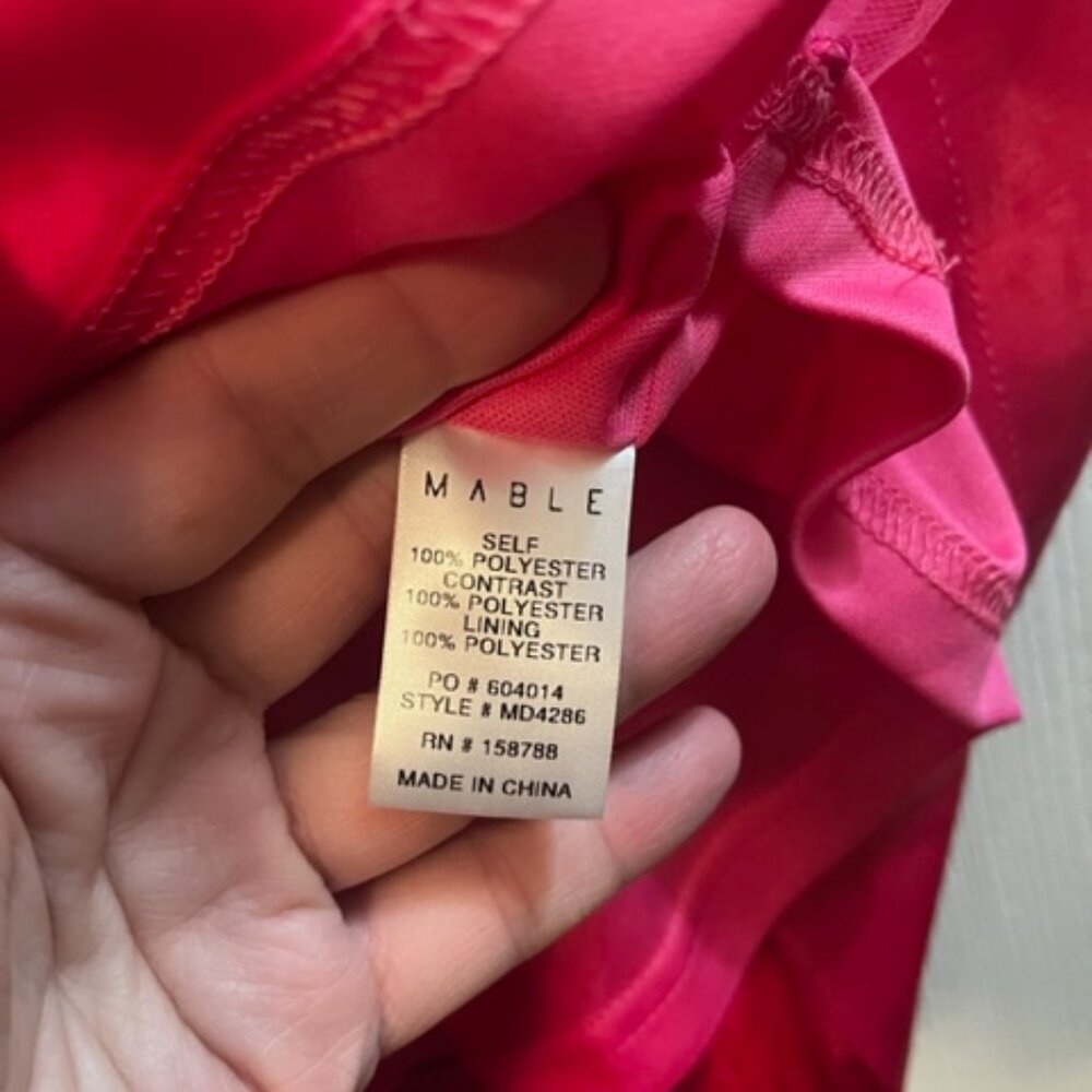 NWT Mable Vibrant Pink Bow Mini Strapless Satin Tulle Dress Medium Game Day - Picture 8 of 10
